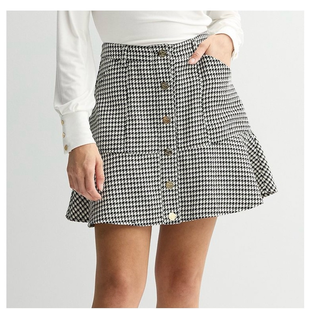 Draper James Women Size 6 Black White Houndstooth Peplum Skirt NWOT